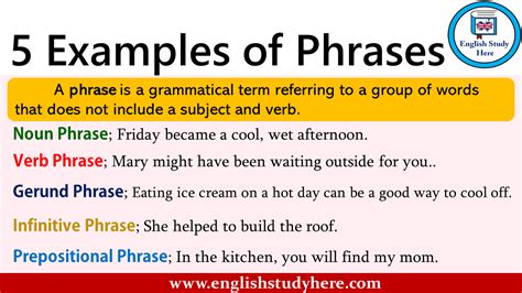 The prepositions are in bold. 5 Examples of Phrases - English Study Here