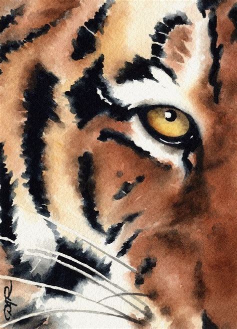 Tiger Art Print Watercolor Painting By Artist Dj Rogers Etsy Tiger