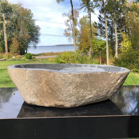 Great Larger Organic Carved Natural Stone Bowl And Planter Schneible