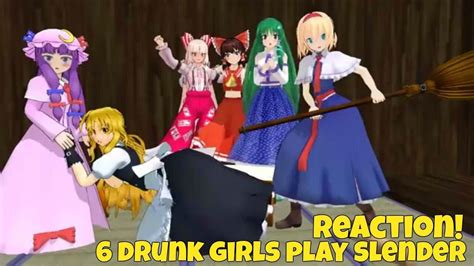 Touhou Mmd 6 Drunk Girls Play Slender Reaction Youtube