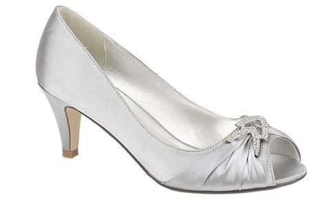 ladies silver satin diamante evening wedding peep toe low heel shoes all sizes ebay