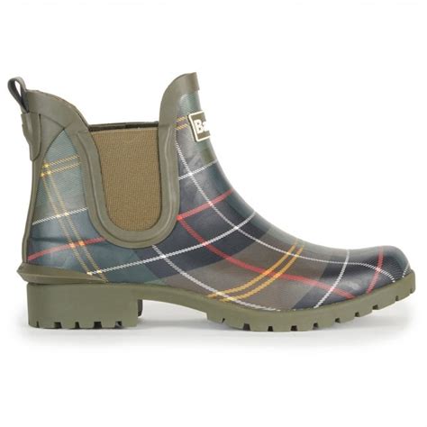 Barbour Womens Wilton Classic Tartan Rubber Ankle Boots Lrf0066tn11