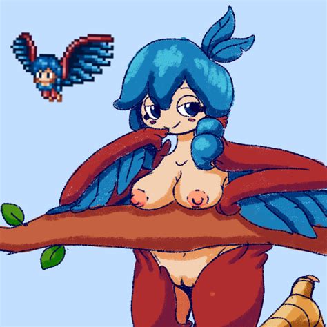 Rule 34 Drawn Art Feathers Female Harpy Harpy Terraria Naked Pixel Art Red Hair Sprite