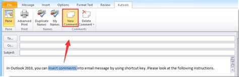 How To Insert Comment Callouts Into Email Message In Outlook
