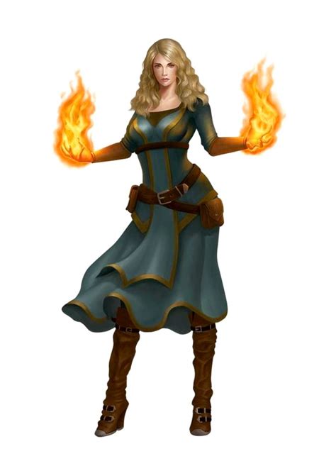 Female Human Fire Sorcerer Wizard Pathfinder 2e Pfrpg Dnd Dandd 3 5 5e 5th Ed D20 Fantasy