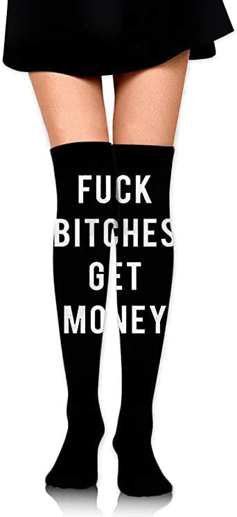 Fuck Bitches Get Money Women Knee High Socks Thigh Long