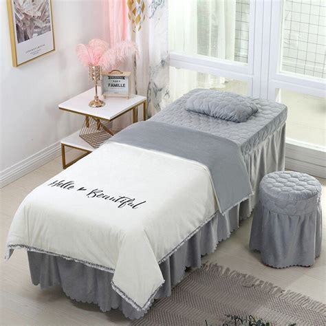 4 6pcs Beautiful Beauty Salon Bedding Sets Massage Spa Use Coral Velvet Embroidery Duvet Cover