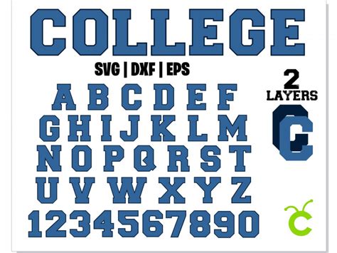 Classic College Alphabet Svg 2 Layers Sport Font College Alphabet