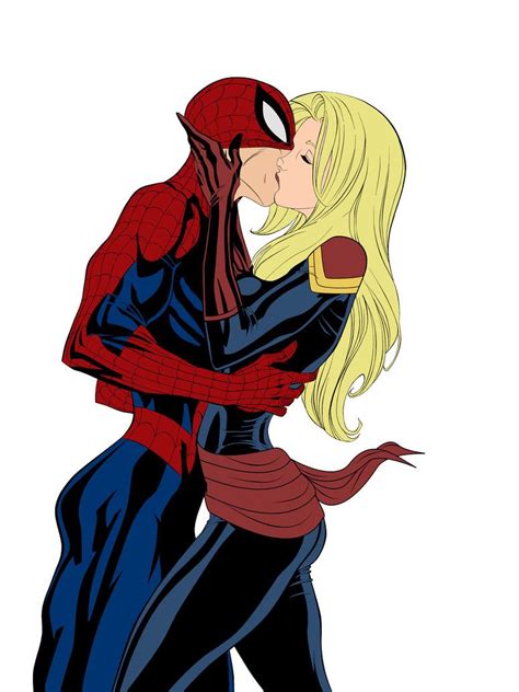 Spider Man And Captain Marvel Flat By Spiderdude10 Magníficos