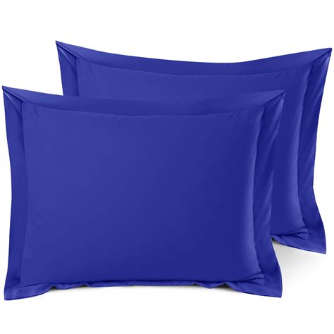 set of 2 standard 20 x26 size pillow shams royal blue hotel luxury soft double brushed