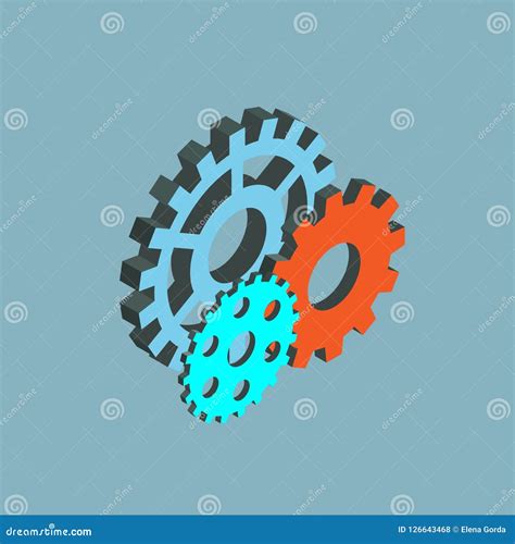 Gears Vector Isometric Icon Stock Vector Illustration Of Machinery