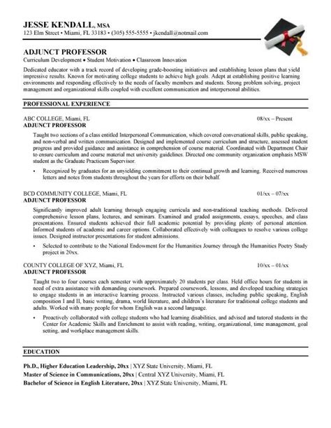 Check spelling or type a new query. Example Adjunct Professor Resume - Free Sample | Positive ...