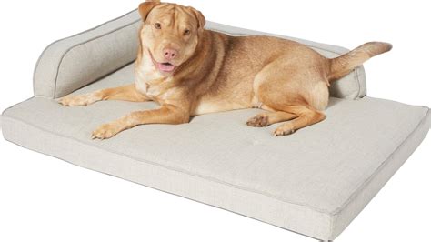 Frisco Faux Linen Corner Bolster Dog Bed Wremovable Cover Light Gray