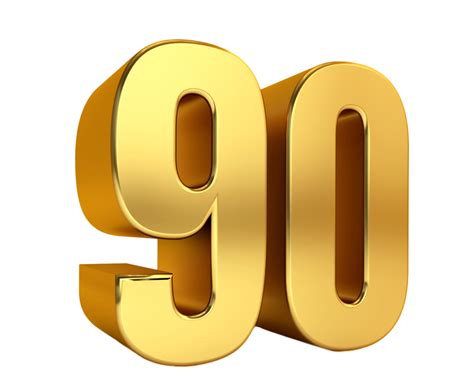 Ninety Golden Number 90anniversarybirthday Price 8489988 Png
