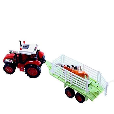 Dazzling Toys Farm Truck With Trailer Carrying Animals Country Life