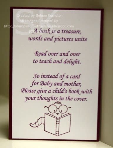 In recent years it's become much more common to request. Melissa's Stampin' For Fun: Baby Book Insert