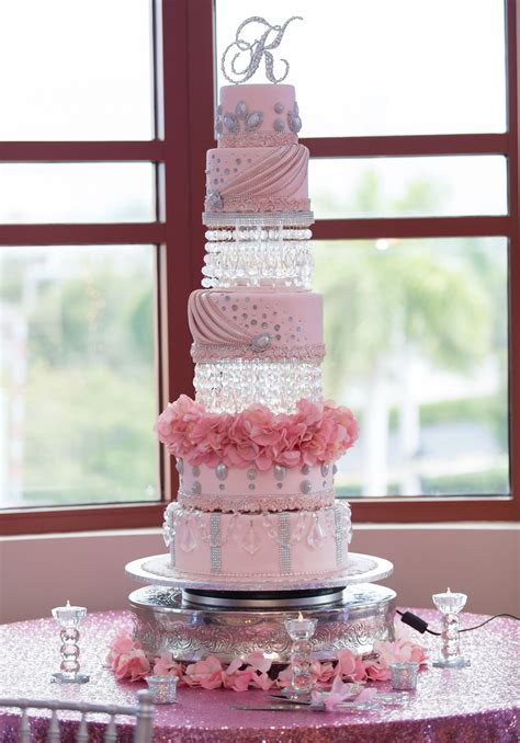 quinceanera cake blush crystals silver and pink by the cake zone