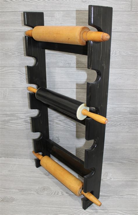 Rolling Pin Rack With Six Slots Black Rolling Pin Rack Multiple Rolling