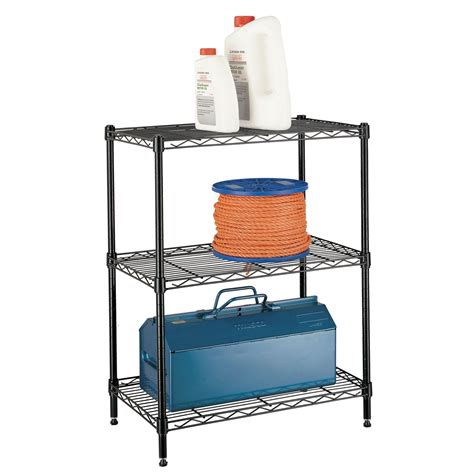 This shelving unit measures 24'' w x 14'' d, making it a perfect fit in smaller spaces or cramped corners. Stor 3-tier Shelving Unit