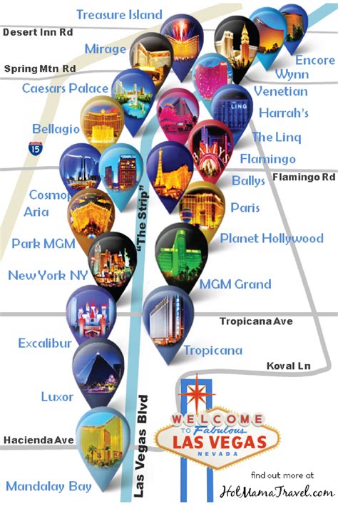 Las Vegas Strip Hotel Map A Unique Map Of Main Hotels On The Vegas Strip
