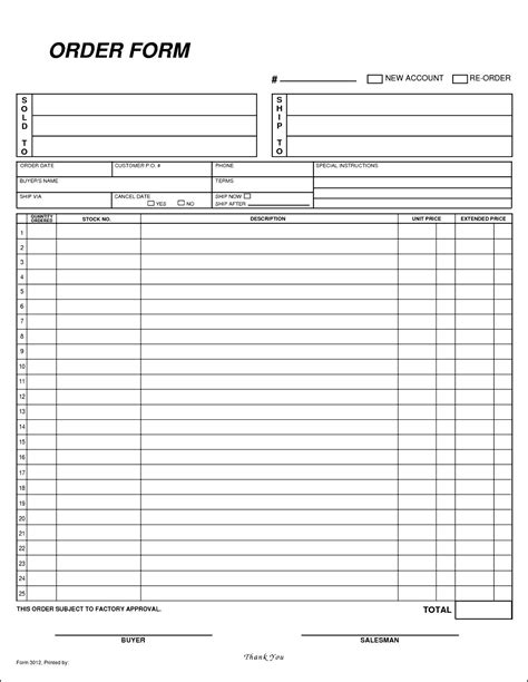 Blank Order Form Template | Purchase order template, Order form template, Order form template free
