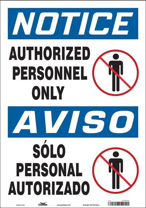 Condor Safety Sign Sign Format Traditional Osha Authorized Personnel