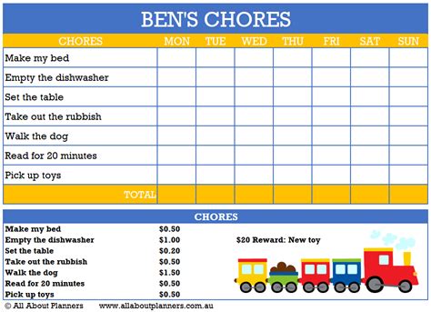 Monthly Chore List Excel 43 Free Chore Chart Templates For Kids á