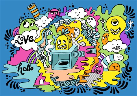 Colorful artwork stoner trippy drawings easy. Colorful Crazy Monster Drawing - Download Free Vectors ...