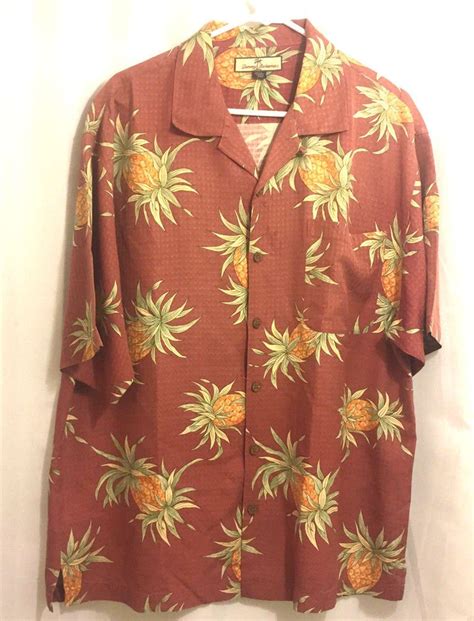 Tommy Bahama L Hawaiian Aloha Shirt Pineapples Silk Tommybahama