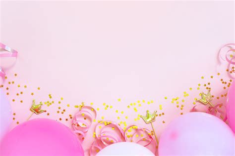 Soft Pink Birthday Background With Balloons Stock Photo Download