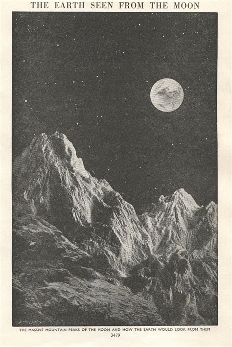 Vintage Astronomy Print View From Moon Earth By Thestoryofvintage