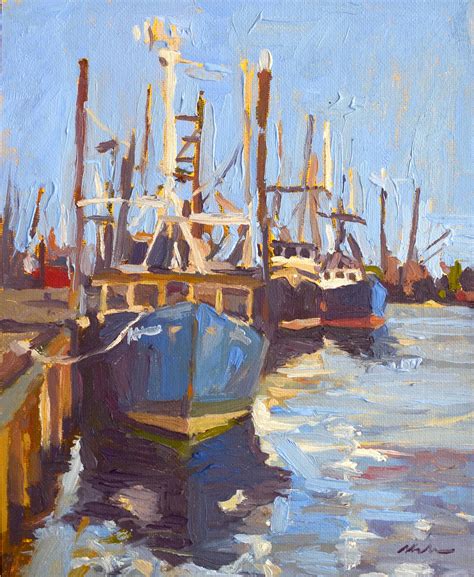 Original Oil Painting By Robert Abele Fishing Boat