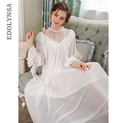 Victorian Wedding Dress For Women Autumn Sleepwear Long Sleeve Pink