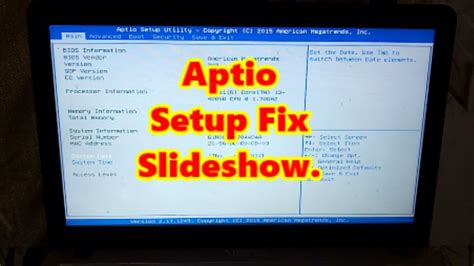 Aptio Setup Utility Fix Slideshow 2018 Youtube