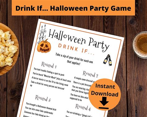 Drink If Adult Halloween Party Game Halloween Drinking Games Etsy