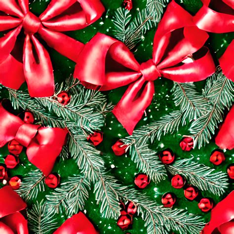 Mistletoe And Red Bows Pattern Graphic · Creative Fabrica