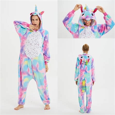 New Unicorn Pajamas Onesie Women Kugurumi Panda Winter Flannel Pajama