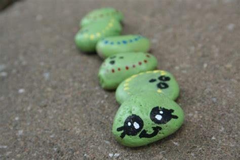 Caterpillar Painted Rocks Painted Rock Puzzle Handmade