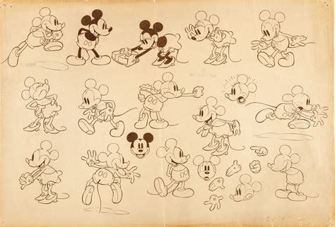 Action Pose Model Sheet Of Mickey Mouse And Minnie Mouse For Puppy Love
