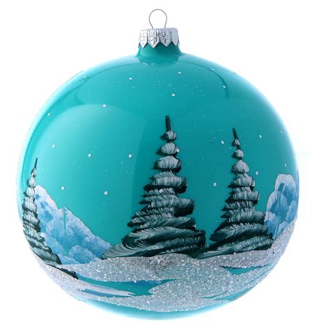 Il suffit de la retourner pour admirer la neige et les paillettes flotter dans l'eau. Boule Noël 150 mm bleu paysage enneigé | vente en ligne ...