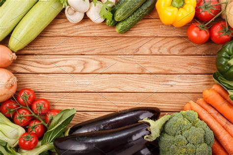 Vegetables On Wooden Background High Quality Food Images Creative