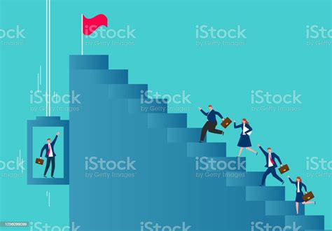 Ilustración De Los Empresarios Suben Escaleras Para Alcanzar Su