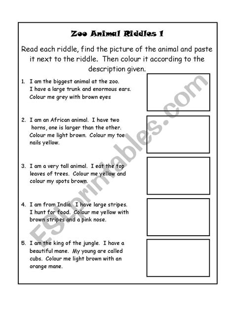 Zoo Animal Riddles 1 - ESL worksheet by cherryllama