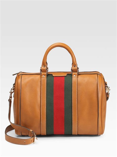Gucci Vintage Web Medium Boston Bag In Brown Lyst