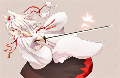 Pictures Touhou Collection Swords Inubashiri Momiji Anime Female