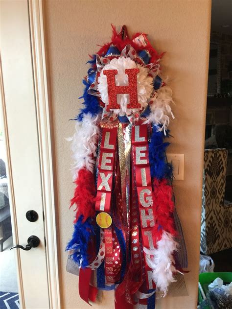 X Large Football Homecoming Mum Red White And Blue Softball Girl Blue