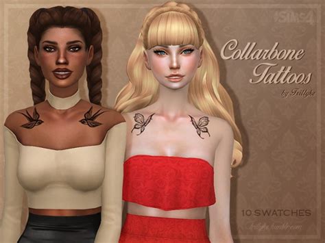 Collarbone Tattoos At Trillyke Sims 4 Updates