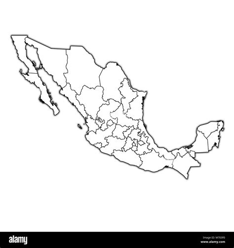 States Of Mexico On Map With Administrative Divisions And Borders Stock