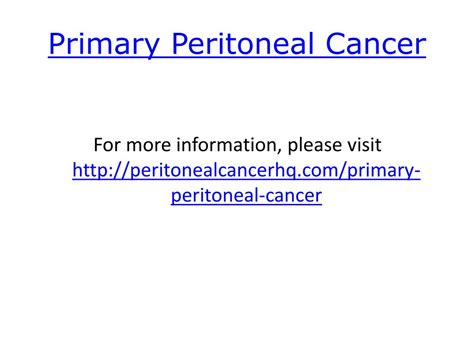 Ppt Primary Peritoneal Cancer Powerpoint Presentation Free Download