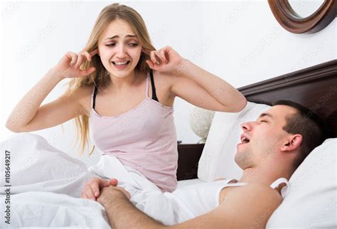 Girlfriend Cannot Stand Guy Snoring Loudly In Sleep Foto De Stock Adobe Stock